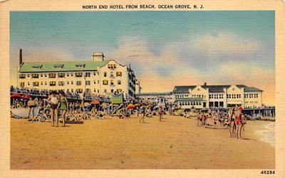 North End Hotel from Beach Ocean Grove, New Jersey Postcard