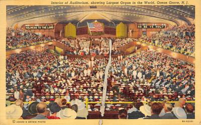 Auditorium, showing Largest Organ in World Ocean Grove, New Jersey Postcard