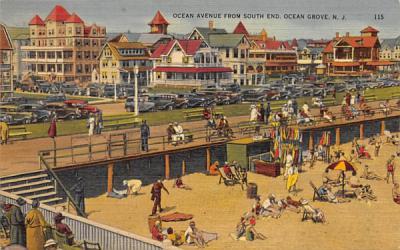 Ocean Avenue from South End Ocean Grove, New Jersey Postcard
