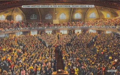 A Camp Meeting Service in the Auditorium Ocean Grove, New Jersey Postcard