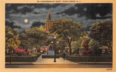 Auditorium by Night Ocean Grove, New Jersey Postcard