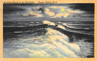 Breaking Waves in the Moonlight Ocean Grove, New Jersey Postcard