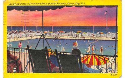 Enjoying Outdoor Swimming Pools at Hotel Flanders Ocean City, New Jersey Postcard
