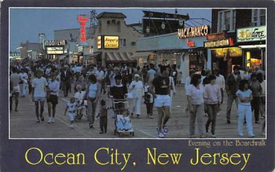 Evening on the Boardwalk Ocean City, New Jersey Postcard