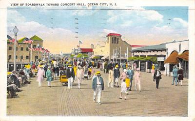 View of Boardwalk Toward Concert Hall Ocean City, New Jersey Postcard
