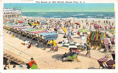 The Beach at 10th Street Ocean City, New Jersey Postcard