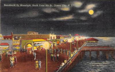 Boardwalk By Moonlight Ocean City, New Jersey Postcard