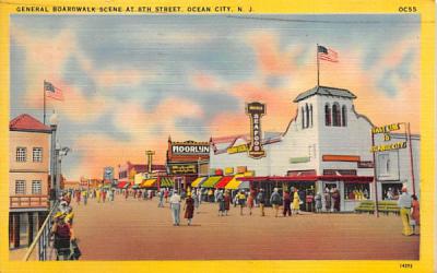 General Boardwalk Scene at 8th Street Ocean City, New Jersey Postcard