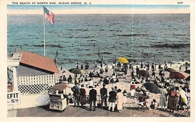 The Beach at North End Ocean Grove, New Jersey Postcard