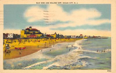 Blue Skies and Rolling Surf Ocean City, New Jersey Postcard