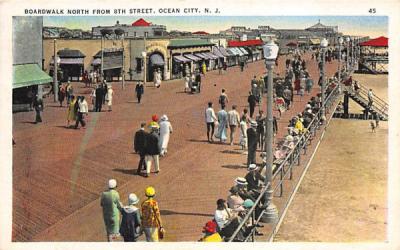 Boardwalk North From 8th Street Ocean City, New Jersey Postcard