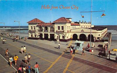 The view shows the Boardwalk and the music pier Ocean City, New Jersey Postcard