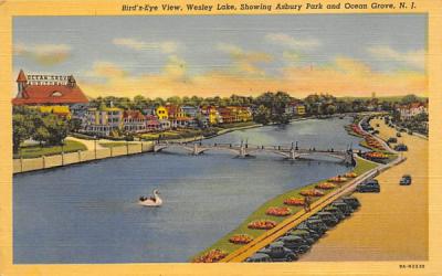 Bird's-Eye View, Wesley Lake Ocean Grove, New Jersey Postcard