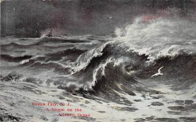 A Storm on the Atlantic Ocean Ocean City, New Jersey Postcard