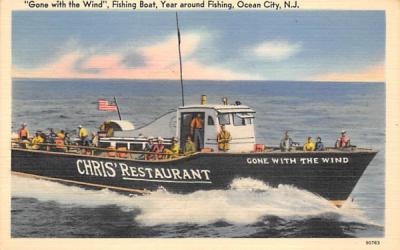 Gone with the Wind, Fishing Boat Ocean City, New Jersey Postcard
