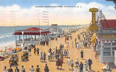 General Boardwalk View Ocean City, New Jersey Postcard