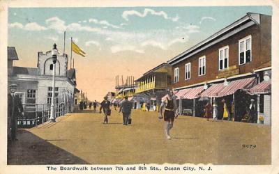 The Boardwalk between 7th and 8th Sts. Ocean City, New Jersey Postcard