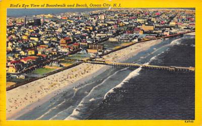 Bird's Eye View of Boardwalk and Beach Ocean City, New Jersey Postcard