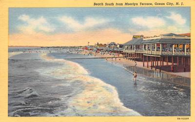 Beach South from Moorlyn Terrace Ocean City, New Jersey Postcard