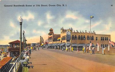 General Broadwalk Scene at 11th Street Ocean City, New Jersey Postcard