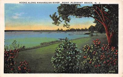 Scene Along Manasquan River Point Pleasant Beach, New Jersey Postcard