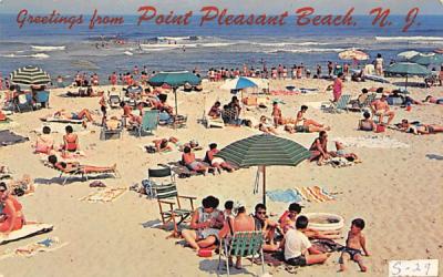 White sand, sun, waves and blue water Point Pleasant Beach, New Jersey Postcard