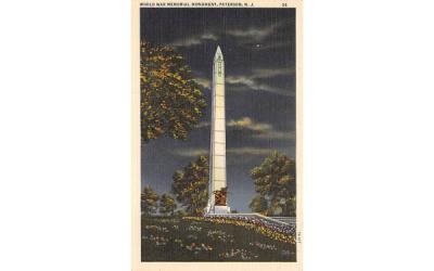 World War Memorial Monument Paterson, New Jersey Postcard