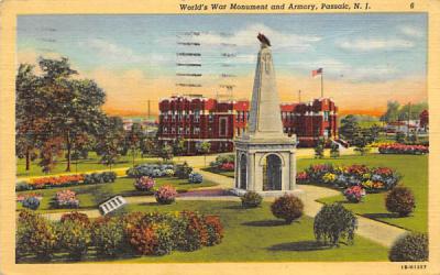 World's War Monument and Armory  Passaic, New Jersey Postcard