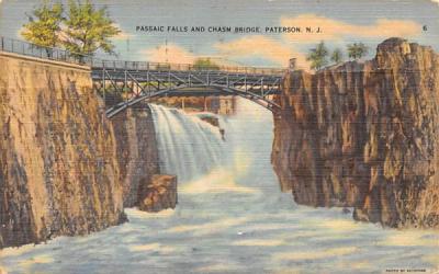 Passaic Falls and Chasm Bridge Paterson, New Jersey Postcard