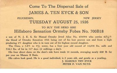 James A. Ten Eyck & Son Pluckemin, New Jersey Postcard