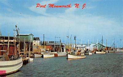 Commercial fishing boats docked Port Monmouth, New Jersey Postcard
