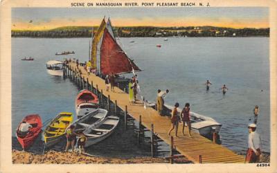 Scene on Manasquan River Point Pleasant Beach, New Jersey Postcard