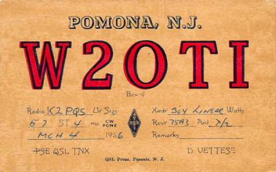 W2OTI Pomona, New Jersey Postcard