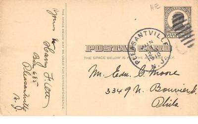 Postal Card, postal marked Pleasantville, NJ Paramus, New Jersey Postcard
