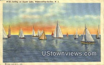 Sailing & Sunset Lake - Wildwood-by-the Sea, New Jersey NJ Postcard