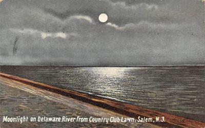 Moonlight on Delaware River,  Country Club Lawn Salem, New Jersey Postcard