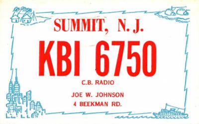 KBI 6750 Summit, New Jersey Postcard