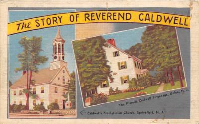 The Story of Reverend Caldwell Springfield, New Jersey Postcard