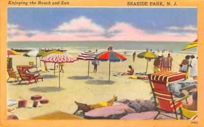 Enjoying the Beach and Sun Seaside Park, New Jersey Postcard