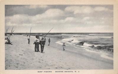 Surf Fishing Seaside Heights, New Jersey Postcard