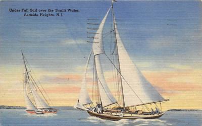 Under Full Sail over the Sunlit Water Seaside Heights, New Jersey Postcard