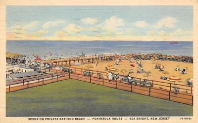 Private Bathing Beach - Peninsula House Sea Bright, New Jersey Postcard