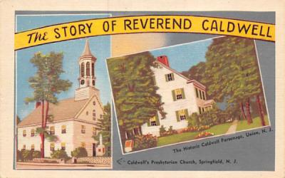 The Story of Reverend Caldwell Springfield, New Jersey Postcard