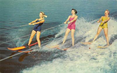 Water Skiing, A thrilling sport Strathmere, New Jersey Postcard