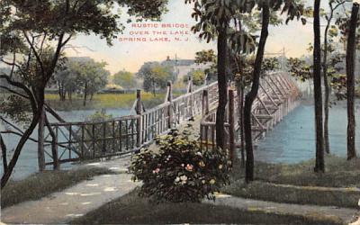 Rustic Bridge over the Lake Spring Lake, New Jersey Postcard