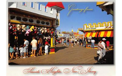 Colorful boardwalk scene Seaside Heights, New Jersey Postcard