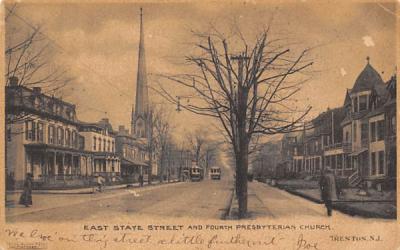 East State Street and Fourth Presbyterian Church Trenton, New Jersey Postcard