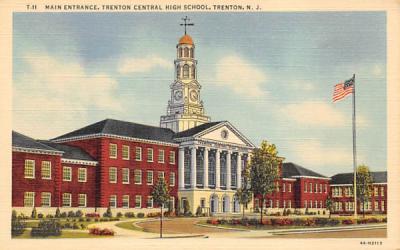 Main Entrance, Trenton Central High School New Jersey Postcard