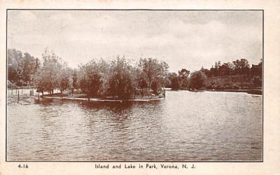 Island and Lake in Park Verona, New Jersey Postcard