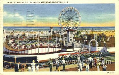Playland Pier By Night - Wildwood-by-the Sea, New Jersey NJ Postcard